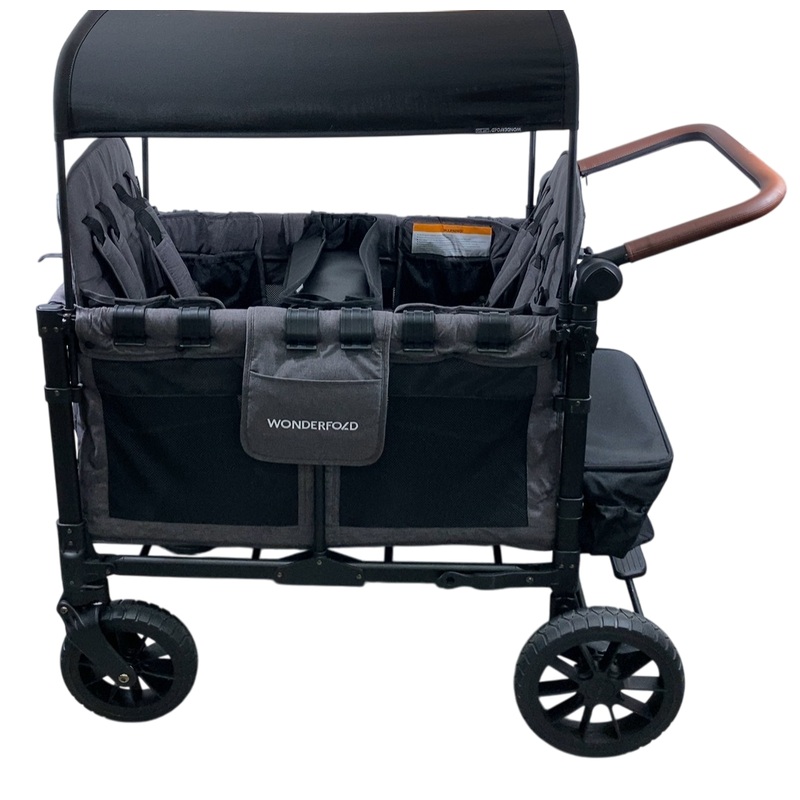 Wonderfold W4 Luxe Quad Stroller Wagon, 2024, Charcoal Grey with Black Frame