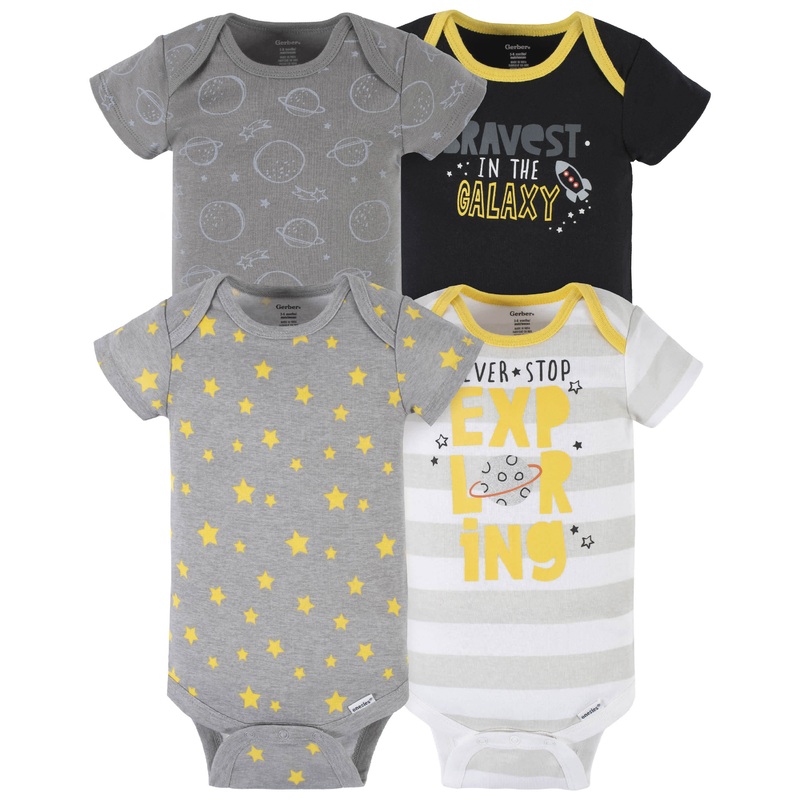 4-Pack Baby Boys Blast Off Short Sleeve Onesies Bodysuits