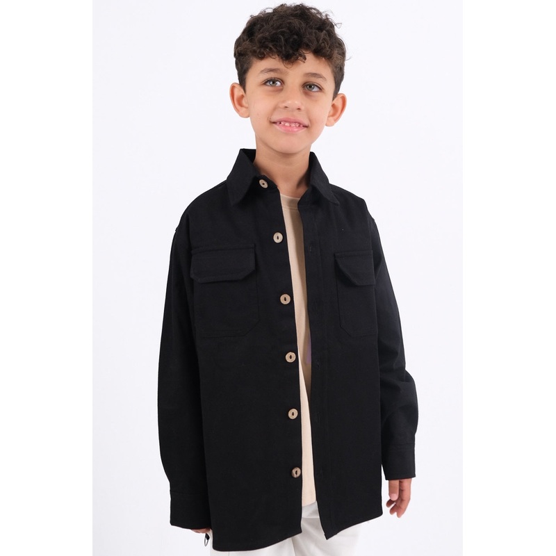 Black Long-Sleeved Overshirt