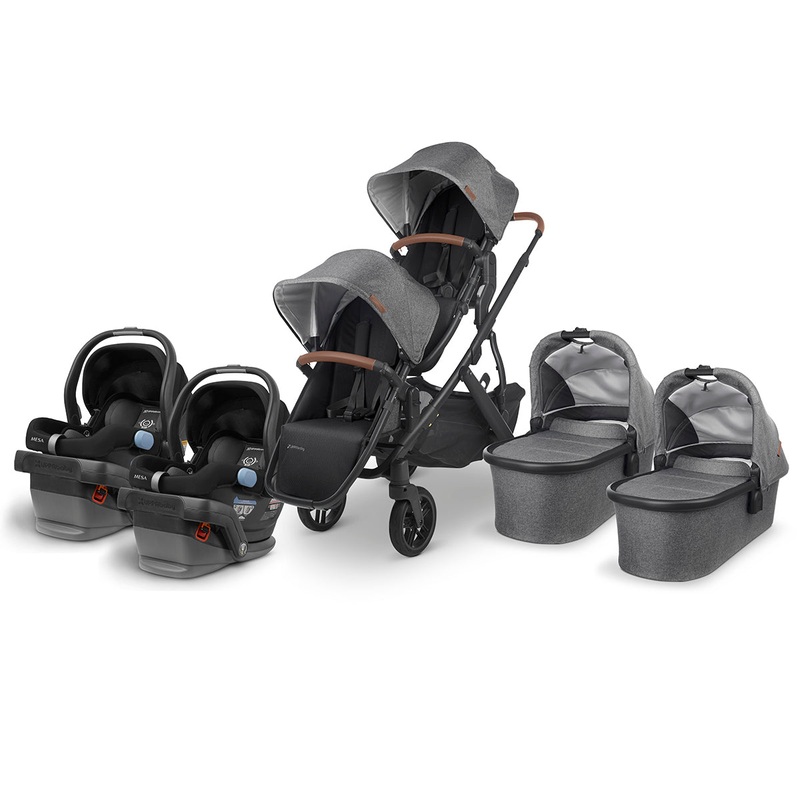 UPPAbaby VISTA V2 Twin Double Stroller + MESA Travel System Bundle – Greyson