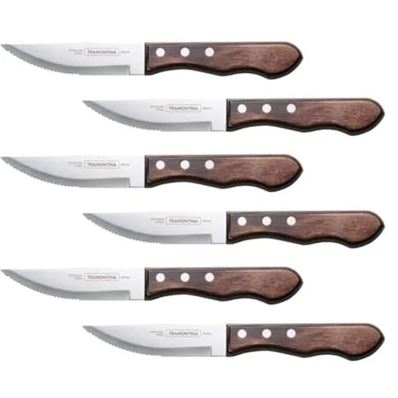 6-Piece Jumbo Steak Knife Set  Stainless Steel Blades with Ergonomic Handles