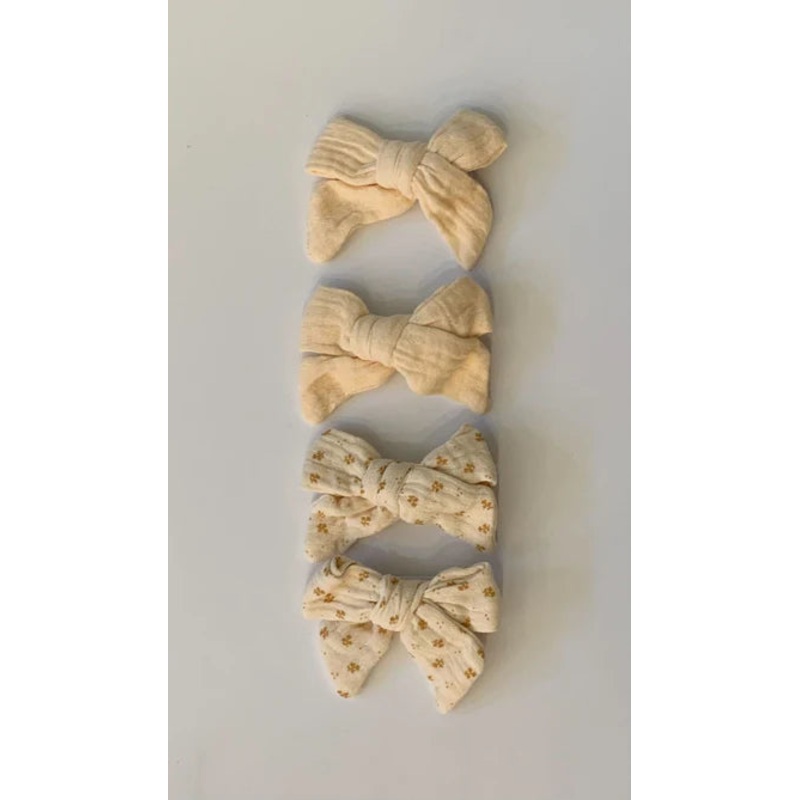 Sugar + Maple- Tied Muslin Bow Clips
