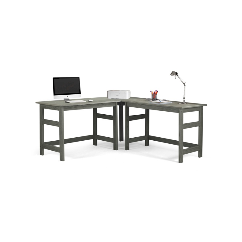 Wire Brushed Corner Desk in Gray