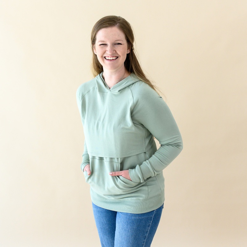 Women’s French Terry Nursing Hoodie in Thyme