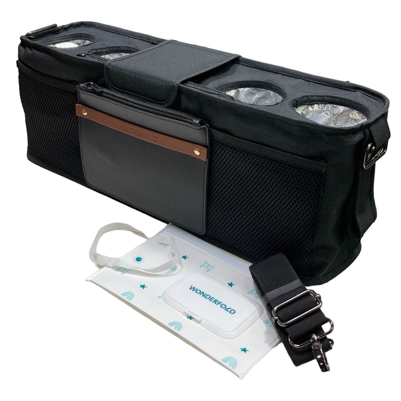 Wonderfold Parent Console, 4 Seater (4 Cup Holders), Volcanic Black