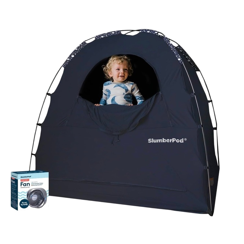 SlumberPod 3.0 Sleep Canopy with Fan, Navy with Night Sky Accents