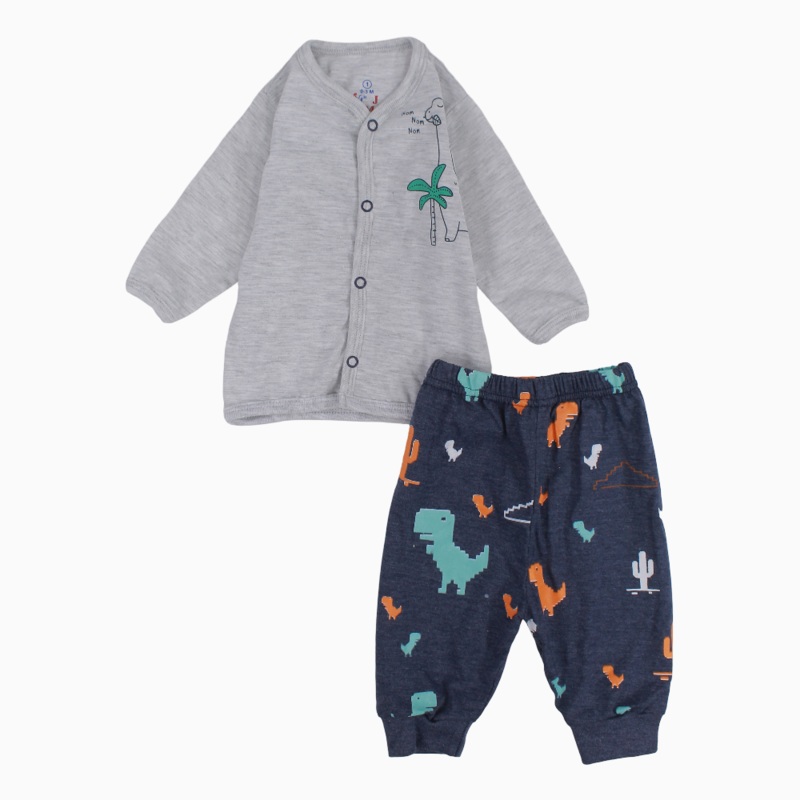 Baby Boys Cotton Pajama  Grey  Dinos