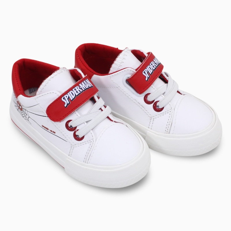 Baby Boys Leather Sneakers  Red/White with Spiderman Theme
