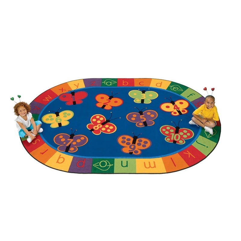 123 ABC Butterfly Fun Rug (6’9″ x 9’5″ Oval)