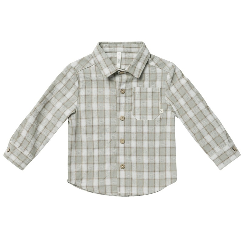 Rylee + Cru Collared Shirt || Pewter Plaid