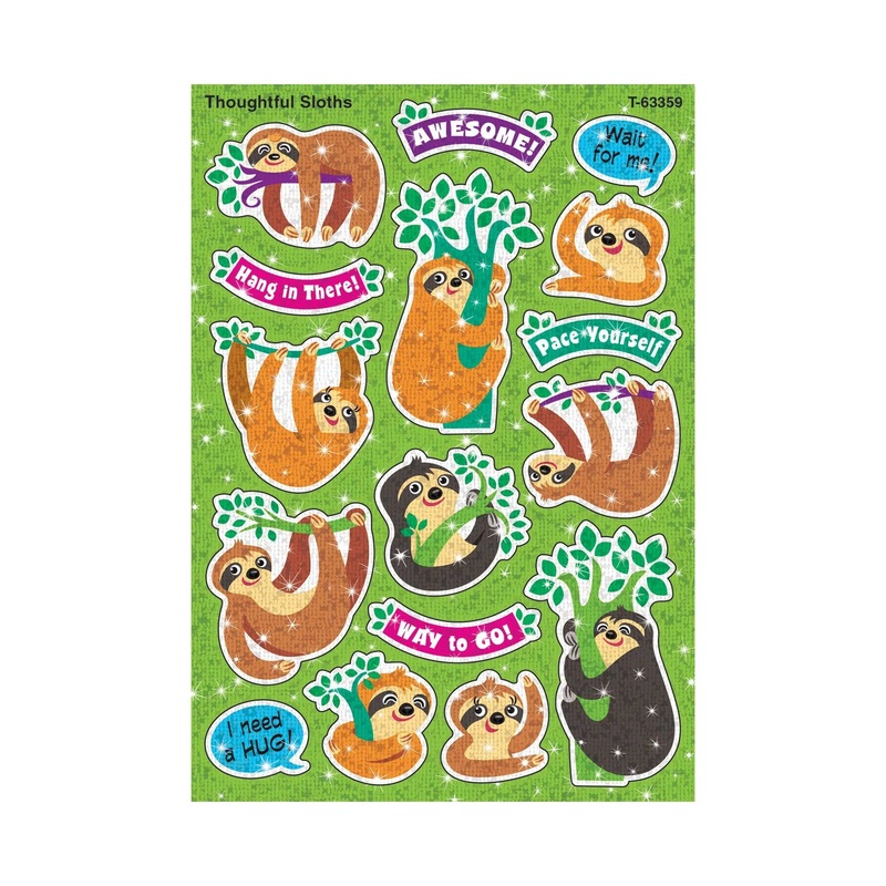 Thoughtful Sloths Sparkle Stickers  Large