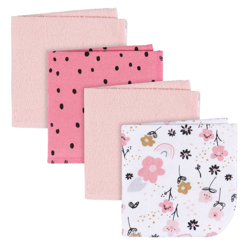 4-Pack Baby Girls Bear Terry Washcloths