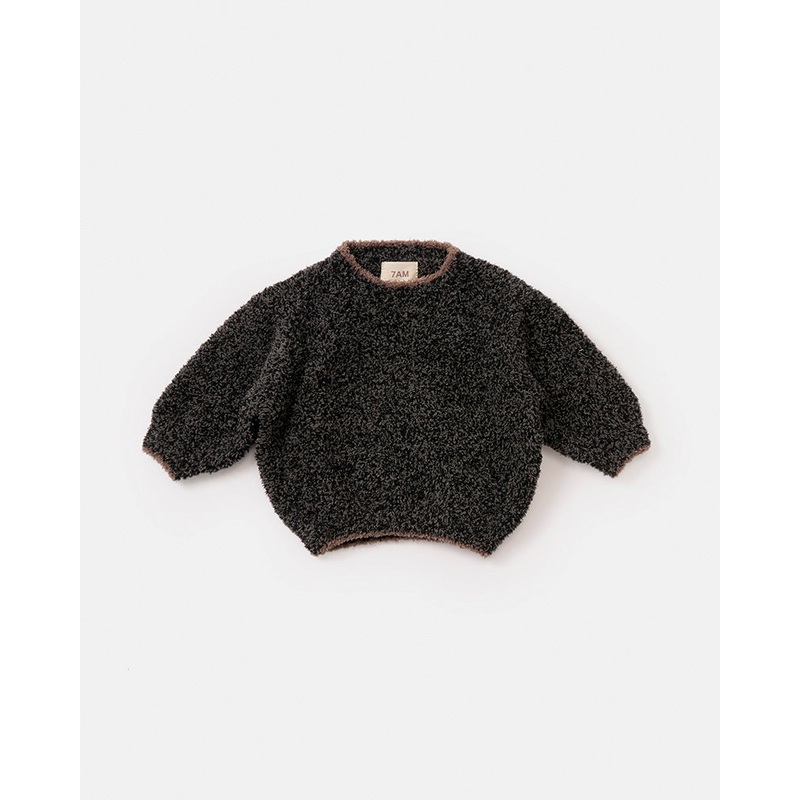 Fuzzy Boxy Sweater – Black Melange