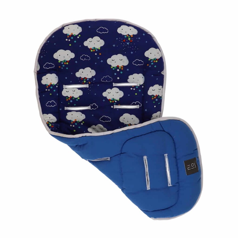 Short Stroller Mat Clouds Blue/Trim White
