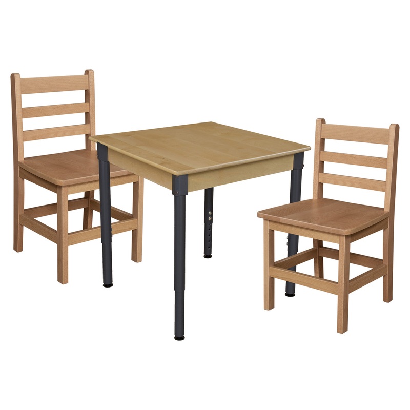 24″ x 36″ Rectangle Hardwood Adjustable-Height Table w/ Chairs (15″ Seat Height)
