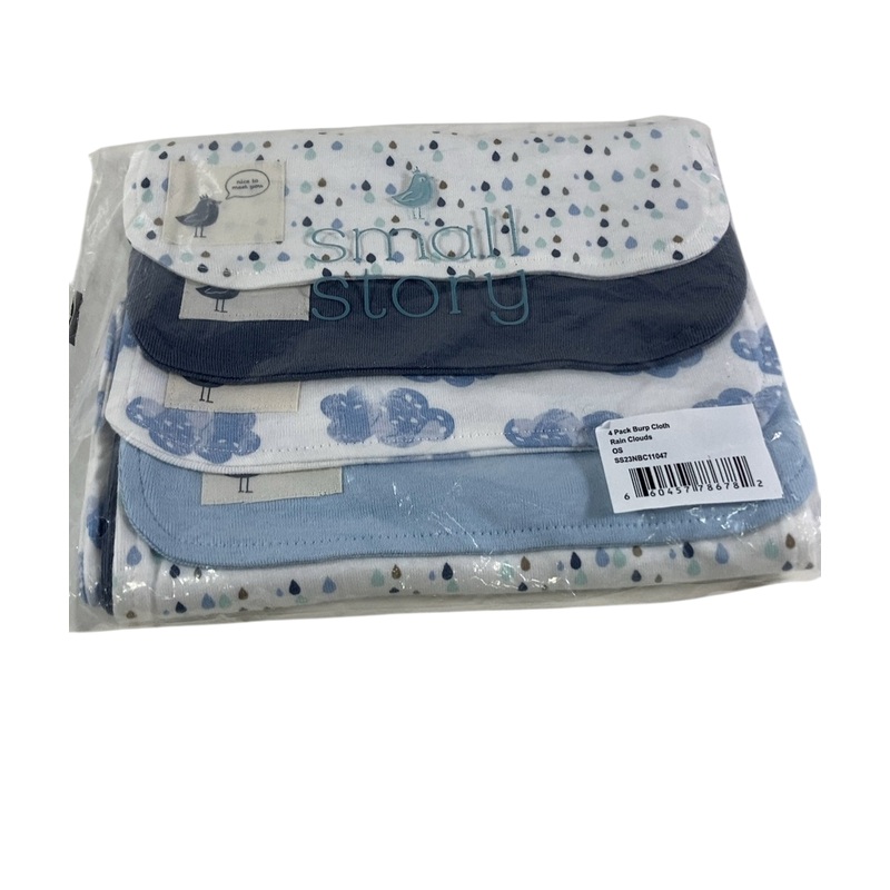 Small Story 4 Pack Burp Cloths, Rain Clouds