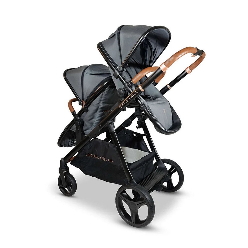 Venice Child Ventura Single to Double Sit-And-Stand Tandem Stroller with 2nd Toddler Seat