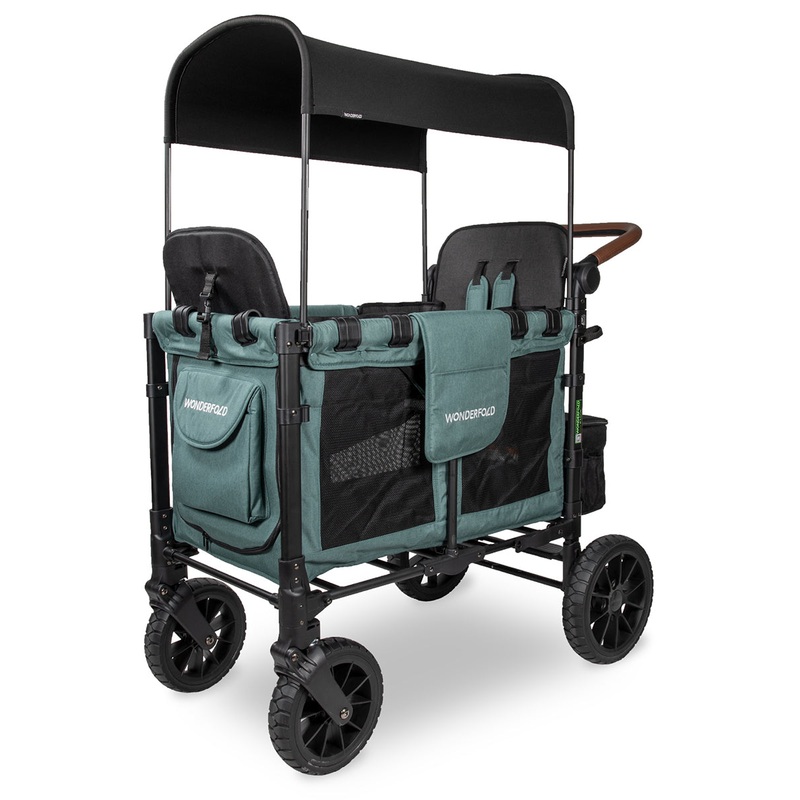 Wonderfold OPEN BOX W2 Luxe Multifunctional Double (2 seater) Stroller Wagon – Hunter Green (Albee Exclusive)