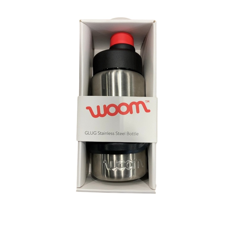 Woom GLUG Stainless Steel Bottle + Bottle Cage, Stainless