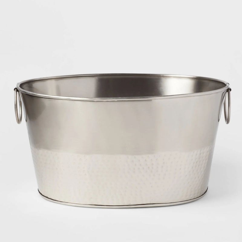 23.5L Stainless Steel Hammered Metal Oval Beverage Tub  (See Description)