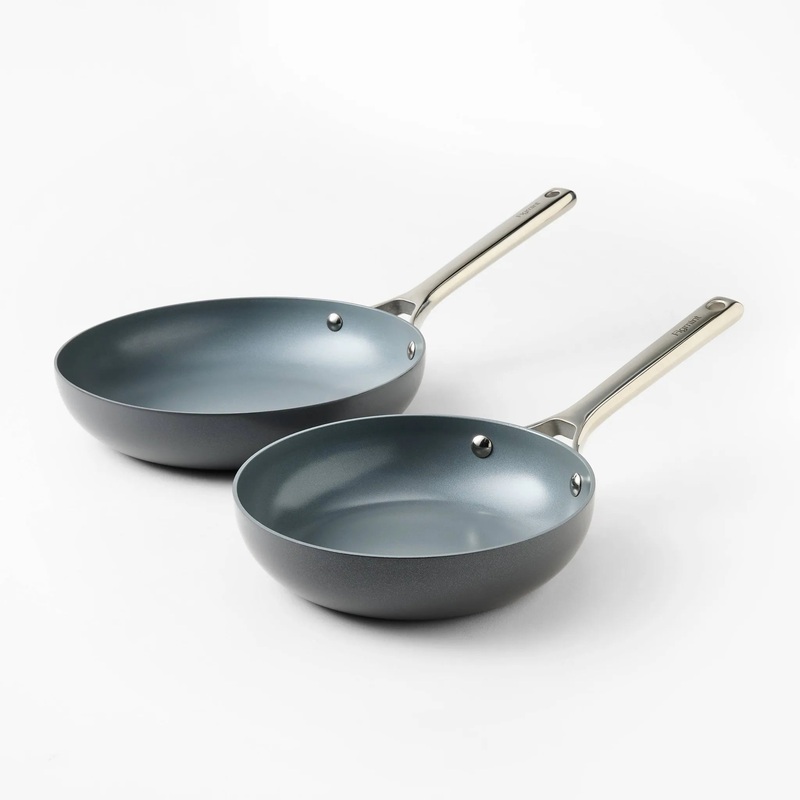 2pk (8″ & 10″) Nonstick Ceramic Coated Aluminum Frypan Set Dark Gray
