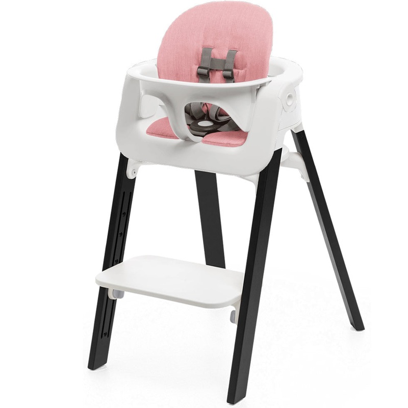 Stokke Steps Chair + Cushion (No Tray) – White/Oak Black/Pink