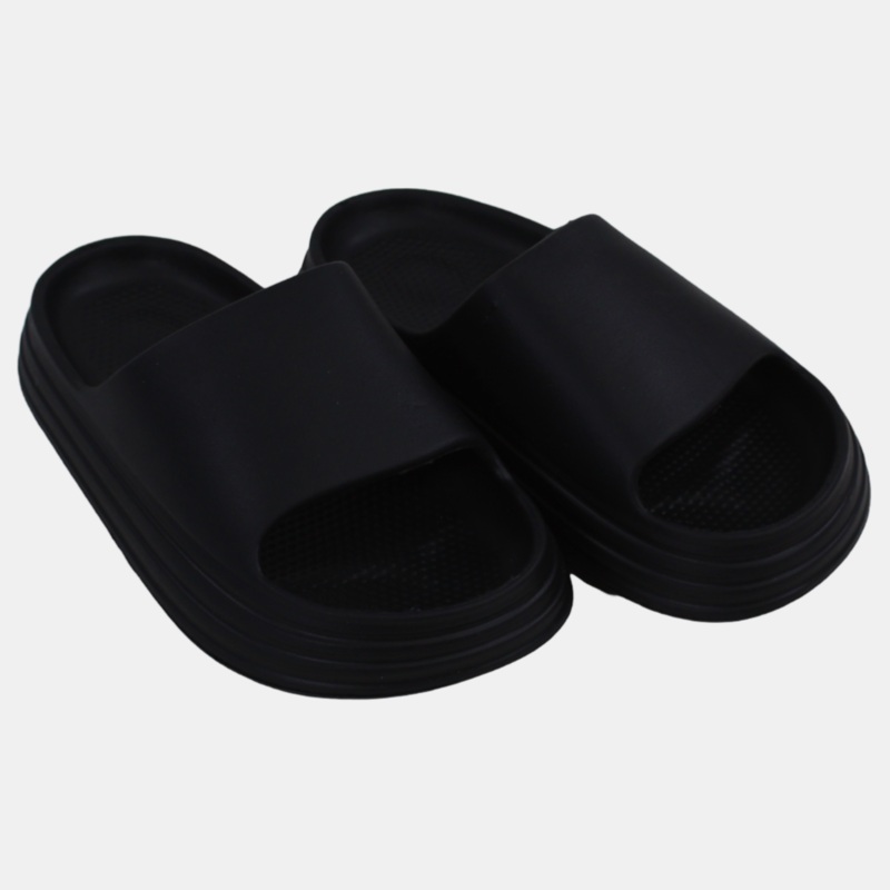 Unisex Rubber Slides  Black Waves Design