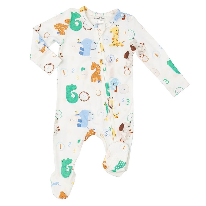 2-Way Ruffle Zipper Footie Cute Animal Numbers