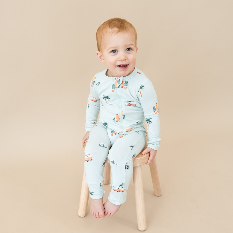 Zippered Romper in Dew Surf