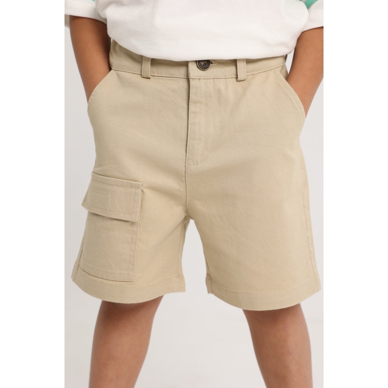 Boys Gabardine Shorts  Beige