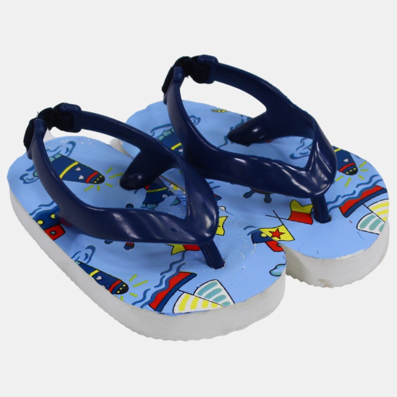 Unisex Baby Rubber Sandal  White & Navy Blue, Sheath Design