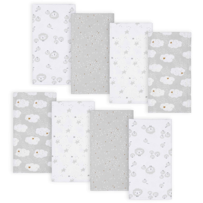 8-Pack Baby Neutral Sheep Flannel Burp Cloths