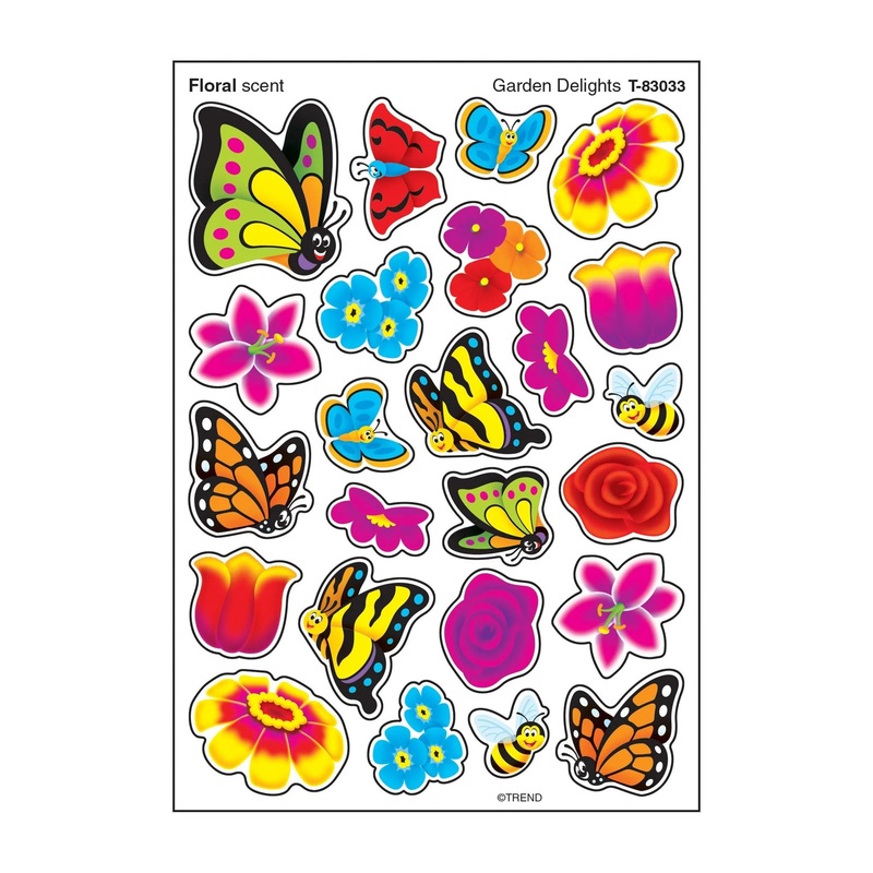 Garden Delights, Floral scent Scratch ‘n Sniff Stinky Stickers  Mixed Shapes