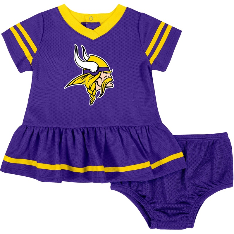 Baby Girls Minnesota Vikings Cheerleader Dress and Diaper Cover Set