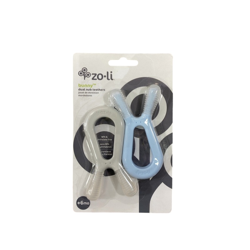 ZoLi Bunny Dual Teether, Blue and Gray