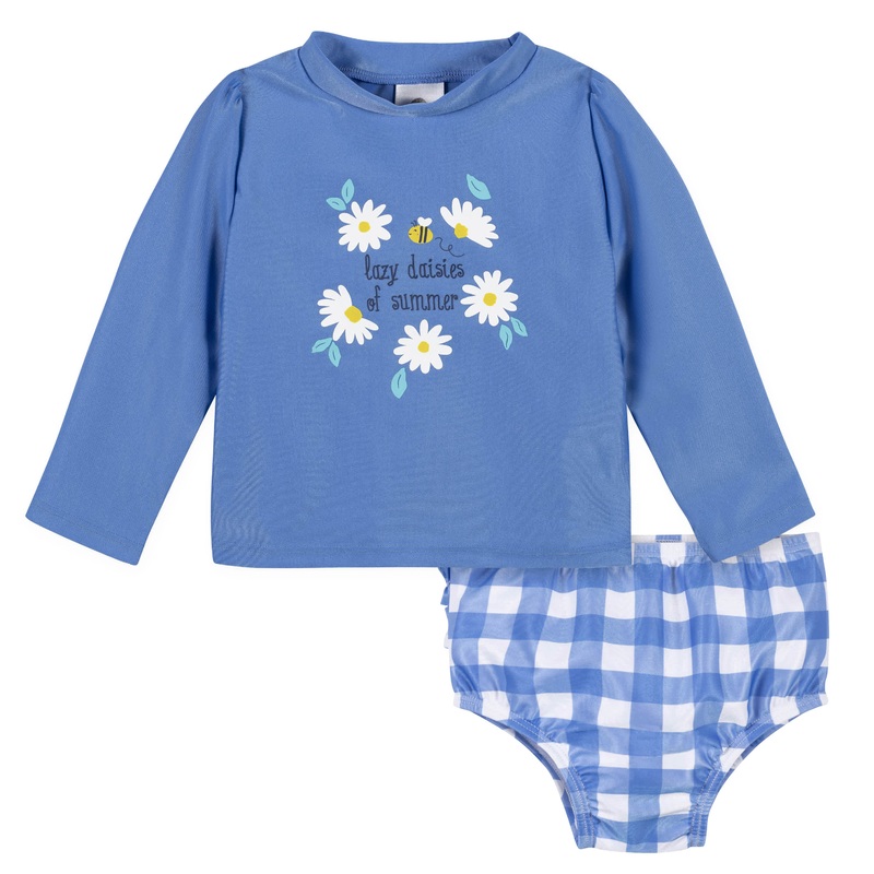 2-Piece Baby & Toddler Girls UPF 50+ Darling Daisy Rash Guard & Swim Bottoms Set