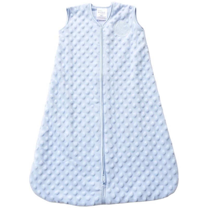 HALO SleepSack Wearable Blanket, Velboa, Blue Plush Dots, Small
