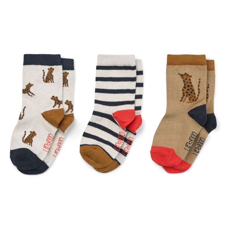 Silas Cotton Socks Leopard Sandy