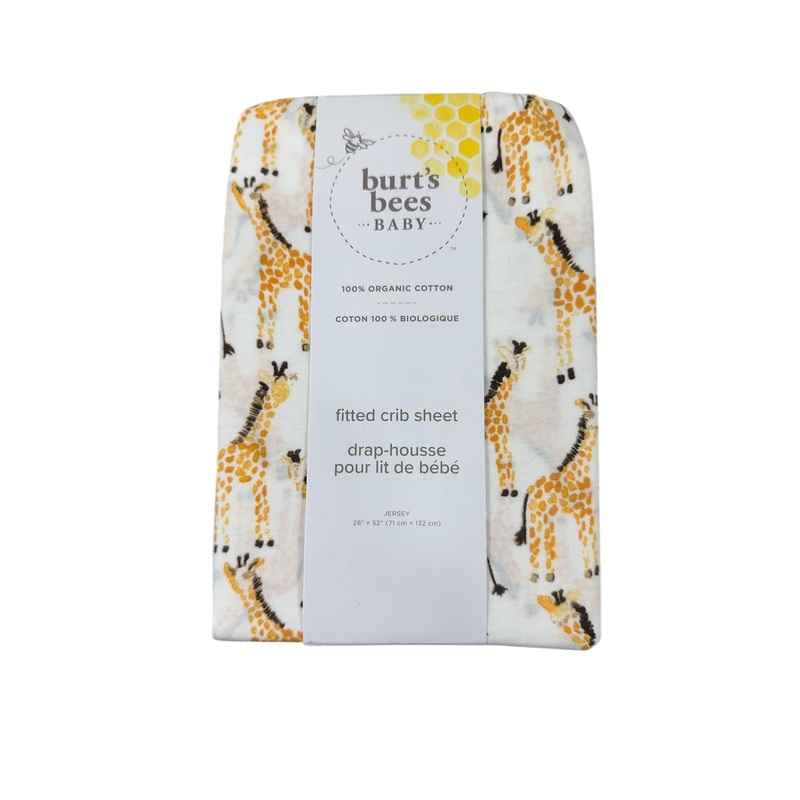Burt’s Bees Baby Fitted Crib Sheet, Giraffe, 28″ x 52″