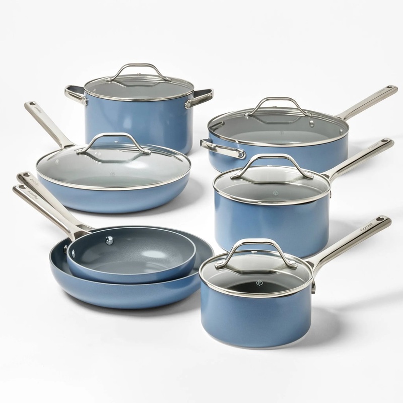 12pc Nonstick Ceramic Coated Aluminum Cookware Set (See Description)