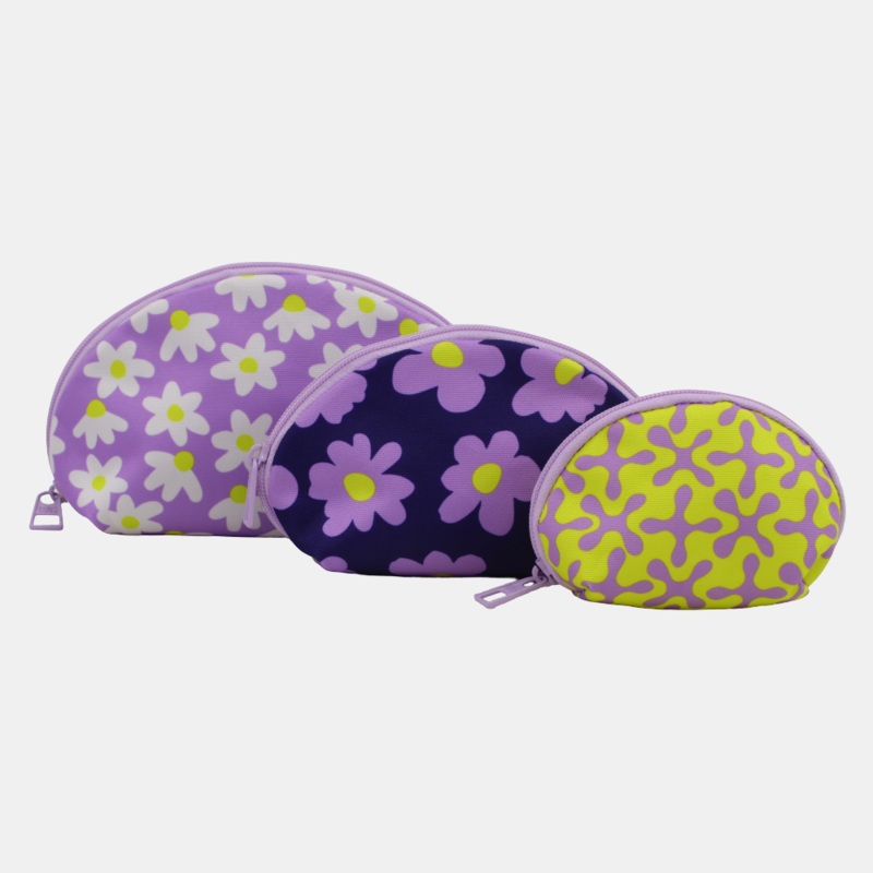 Lilac & Yellow Make-Up Round Bags