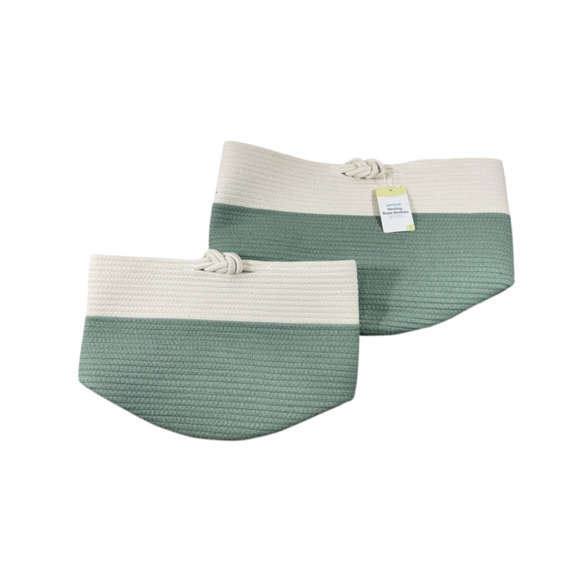 Sprucely Nesting Rope Baskets Set Of 2, Sage, Medium/Large