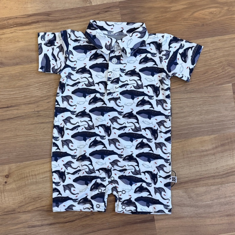 Sweet Bamboo – Polo Romper – A Whale Of A Tale