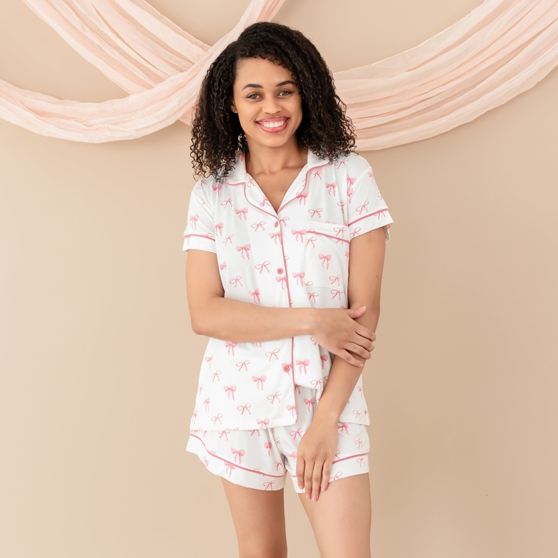Womens Short Sleeve Pajama Set in Bow