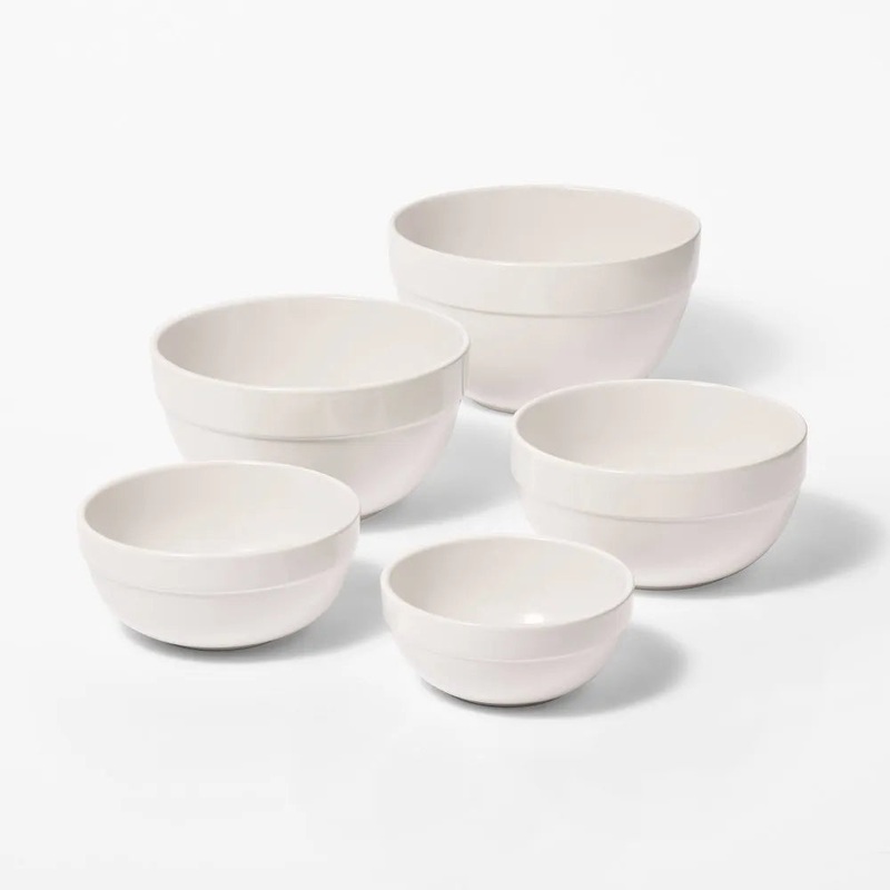 5pc Earthenware Ceramic Mixing Bowl Set (See Description)