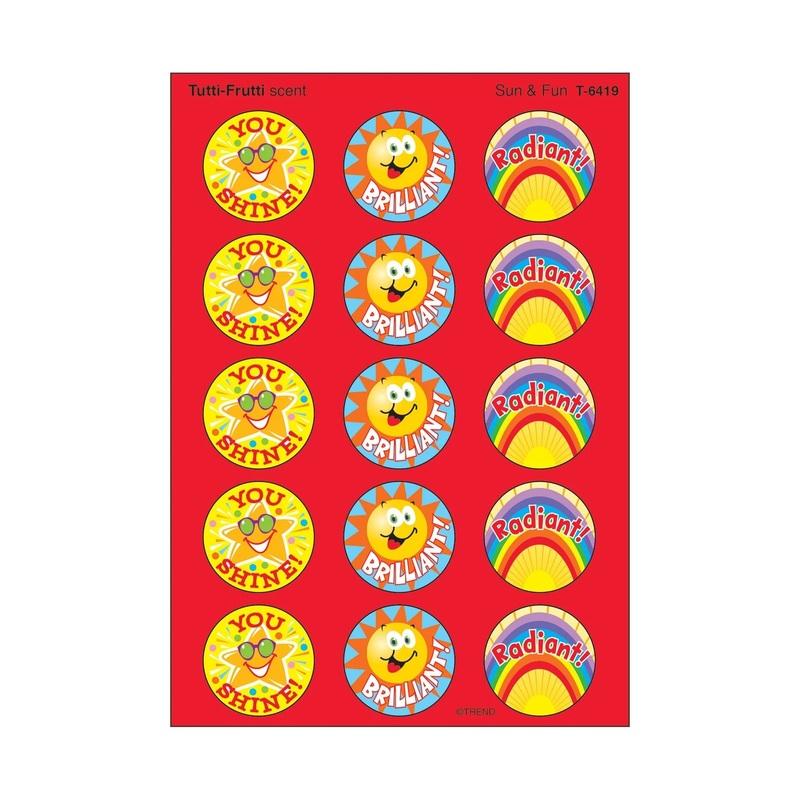 Sun & Fun, Tutti-Frutti scent Scratch ‘n Sniff Stinky Stickers  Large Round