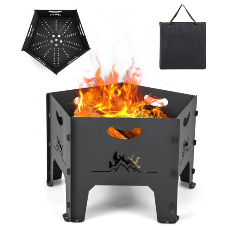 19 Inches Collapsible Portable Plug Fire Pit With Storage Bag
