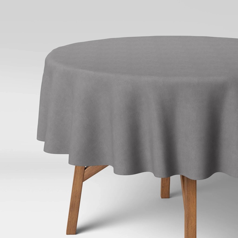 70″ Round Solid Tablecloth- Gray