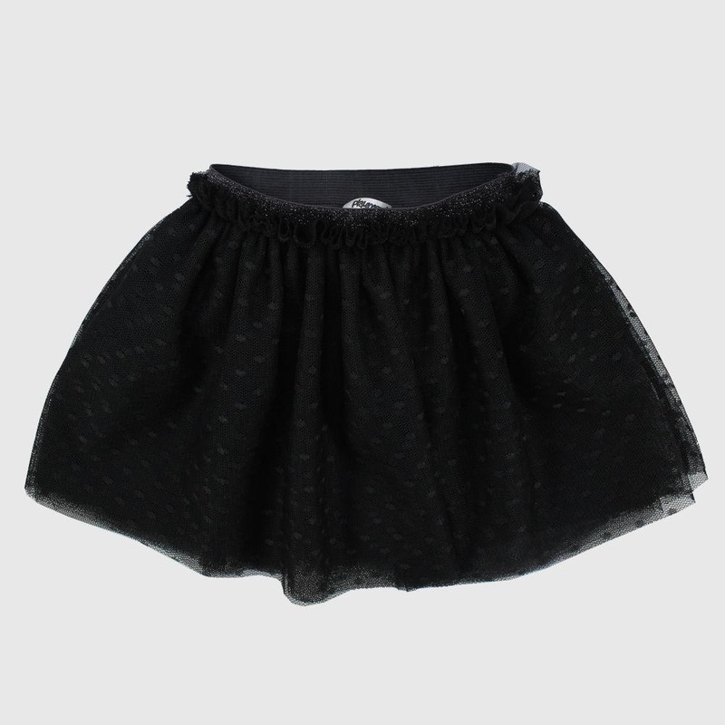 Black Dotted Ruffled Skirt