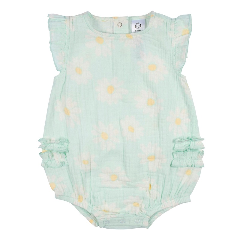 Baby Girls Daisies Gauze Bubble Romper, 0-3M